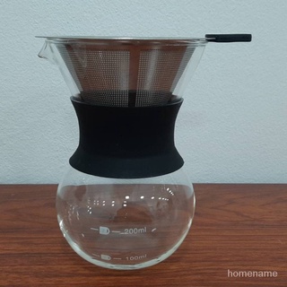 ดริปเป่อร์ ดริปกาแฟสด Glass coffee maker 200ml. แก้วรองกาแฟดริป พร้อมกรองสแตนเลส **พร้อมส่ง**