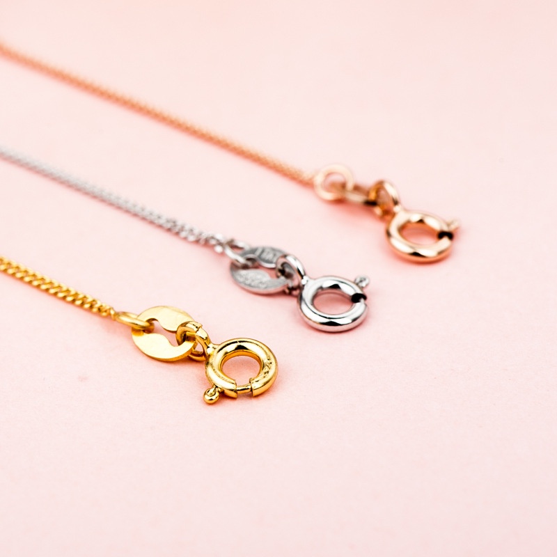 1.2 มม.โซ่ด้านข้าง 925 เงินสเตอร์ลิงสร้อยคอ Rose-Gold ความยาวที่แตกต่างกัน 18K Gold Plated Simple แฟชั่น Jewelry16-24 นิ้ว