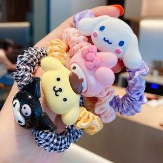 Kawaii ยางรัดผม ไนล่อน ยืดหยุ่นสูง ลายการ์ตูนสัตว์ ชินนาม่อนโรล ลายสก๊อต แฟชั่น สําหรับผู้หญิง