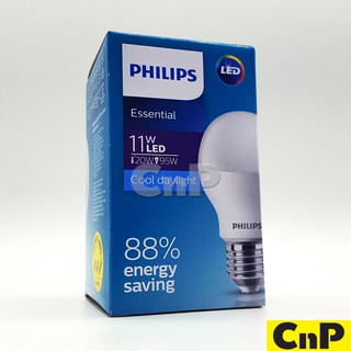 PHILIPS หลอดไฟ LED Bulb 11W ฟิลิปส์ รุ่น Essential แสงขาว Cool Daylight