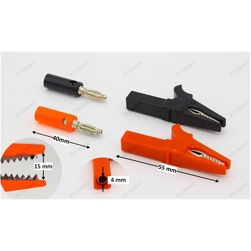 คลิปปากจระเข้ ขนาด 55 mm + บานานาปลั๊กขนาด 4 mm 55mm Alligator clip & 4mm Banana Plug, test probe