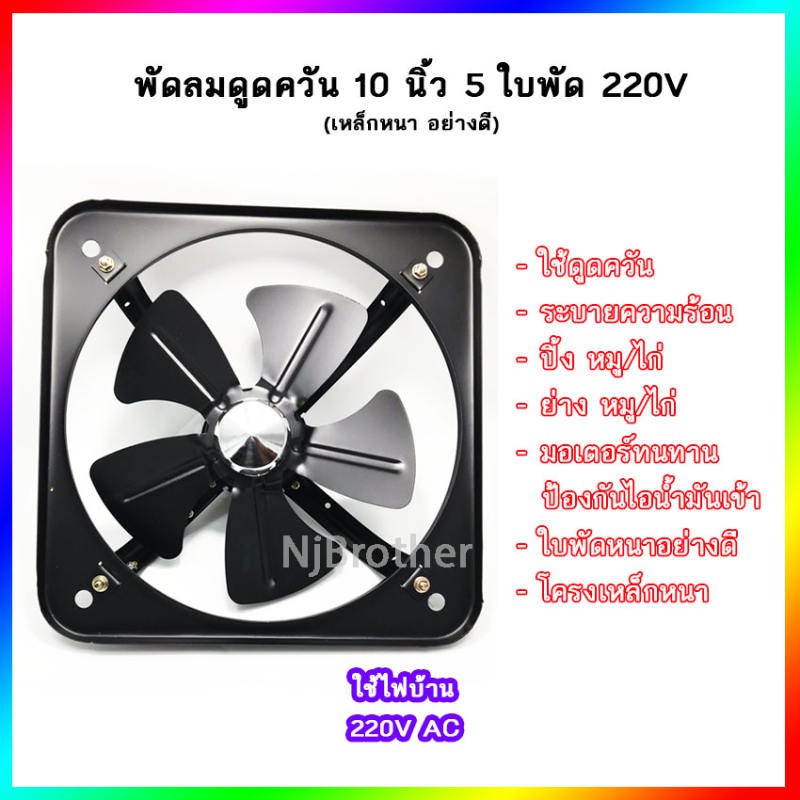 พัดลมดูดควัน พัดลมระบายอากาศ 220v ขนาด 10 นิ้ว ใช้ในบ้านในครัว โรงงาน โรงเรือน โรงเลี้ยงสัตว์ งานปิ้