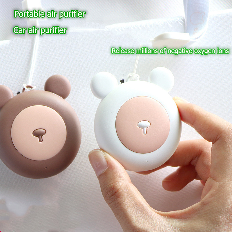สร้างสรรค์พกพาไอออนลบหมีเครื่องฟอกอากาศสร้อยคอห้อยคอ เครื่องฟอกอากาศภายในบ้าน USB Mini ของขวัญที่กำหนดเอง