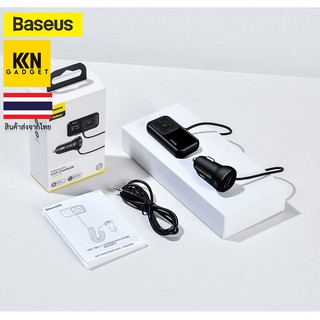 ❌มีของพร้อมส่ง❌ Baseus Car FM Transmitter Wireless 5.0 FM Modulator Adapter Car Kit Dual USB Charging Ports Car Audio MP