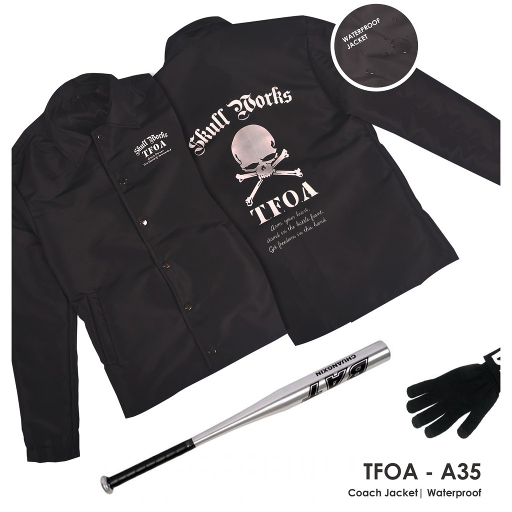 เสื้อแจ็คเก็ตผู้ชาย เสื้อแจ็คเก็ต Crows Zero, TFOA Coach Jacket Skull Works Jacket, A-35