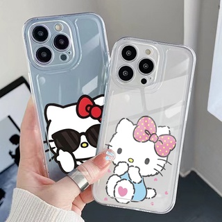 เคสโทรศัพท์มือถือ TPU ใส ขอบสี่เหลี่ยม กันกระแทก ลายเฮลโลคิตตี้ สําหรับ Samsung Galaxy A33 A53 A73 5G A32 A52 A72 A31 A51 A71 A23