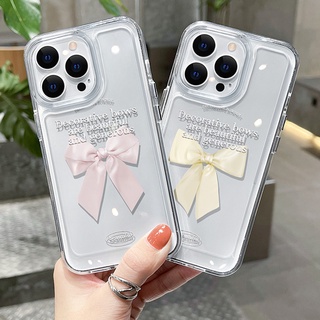 เคสใส แบบนิ่ม ประดับโบว์ สําหรับ IPHONE 7 8 PLUS X XS XR 11 12 13 14 MAX PRO