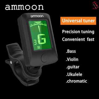 ammoon AT-07 ดิจิตอลอิเล็กทรอนิกส์ Clip-On จูนเนอร์หน้าจอ LCD สำหรับกีตาร์เบสอูคูเลเล่รงค์ C / D ไวโอลิน