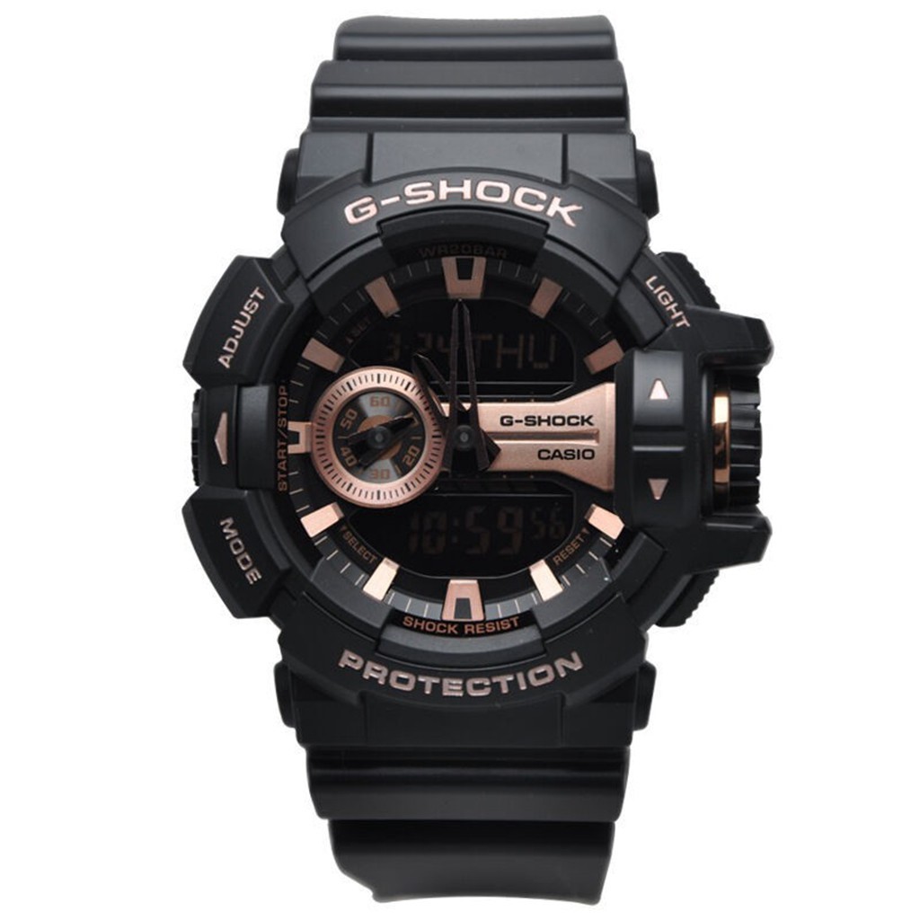 นาฬิกา Casio G-Shock GA400 ผู้ชายนาฬิกาสปอร์ตควอตซ์นาฬิกาข้อมือ Rose Gold Black GA-400G