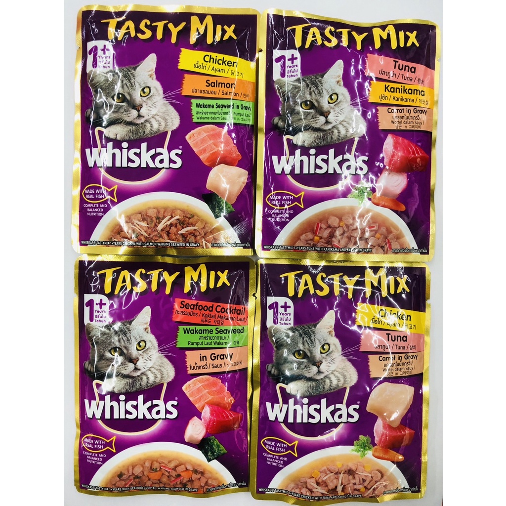 Whiskas Tasty Mixอาหารแมวเปียกแบบซอง ขนาด 70g