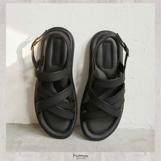 himm รองเท้าแตะผู้ชาย รุ่น MARTIN สี Classic black หนังแท้