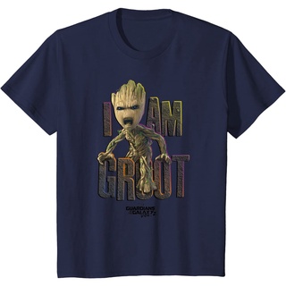 เสื้อยืดผ้าฝ้ายพรีเมี่ยม เสื้อยืด พิมพ์ลาย Marvel Guardians Vol.2 I AM GROOT น่ารัก