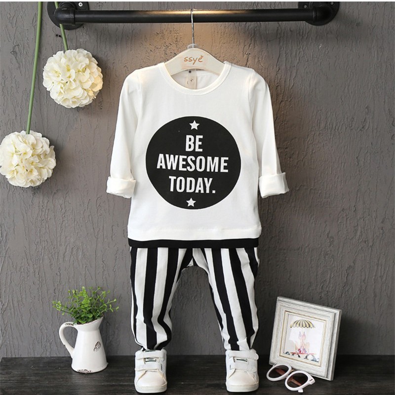 Malayu Baby Spot Girls Clothes Set Spring Autumn Letter Print Long