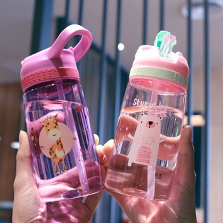 กระติดน้ำเด็กหลอดเด้งแบบใหม่ ลายการ์ตูนน่ารัก Water Bottle for Kids 450ml