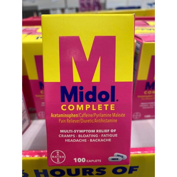 Midol Complete Menstrual Pain Relief Caplets with Acetaminophen ขนาด100เม็ด