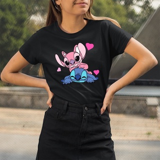 [COD]เสื้อยืด พิมพ์ลายการ์ตูน Lilo Amp Stitch สไตล์ฮาราจูกุ สําหรับผู้หญิง มีสีดํา สีขาว