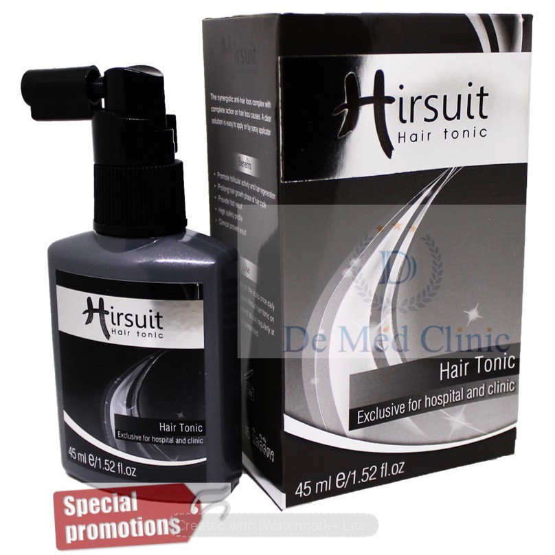 Hirsuit Hair Tonic 45 ml เฮอร์ซูทแฮร์โทนิค พิเศษ 700 ฿ จาก1000฿ บำรุงเส้นผมหนังศีรษะดูแลผมร่วง ผมบาง