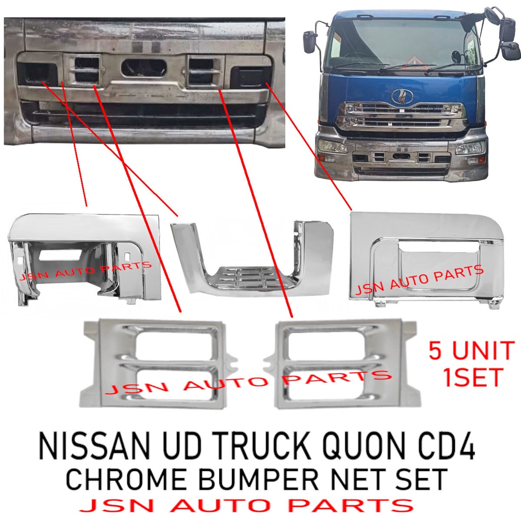 J123S01 NISSAN QUON NISSAN CD4 INNER CHROME BUMPER NET SET