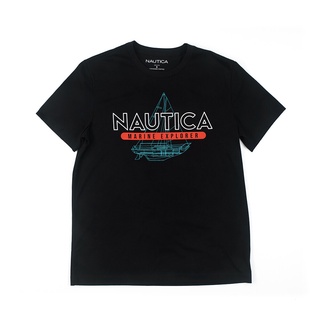 เสื้อผ้าผช❁✉zhae NAUTICA เสื้อยืด รุ่น NA V03107 สีดำ บายสวยงาม ใหม่ 2022 สเก็ตค แขนสั้น [พร้อมส่ง]S-5XL