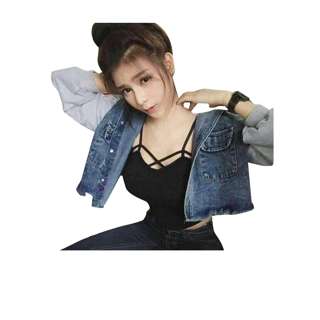 โปรโมชั่น : เสื้อแจ็คเก็ตยีนส์ พร้อมส่ง เสื้อยีนส์แขนเทา ยีนส์ต่อแขน สวยสไตล์เกาหลีสาวอวบใส่ได้