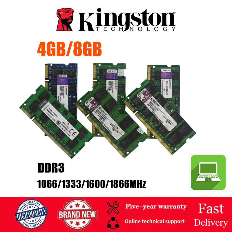 【พร้อมส่ง】แรมหน่วยความจําโน้ตบุ๊ก Kingston 4GB 8GB DDR3 DDR3L SODIMM 1066 1333 1666 1866MHz 204Pin 1