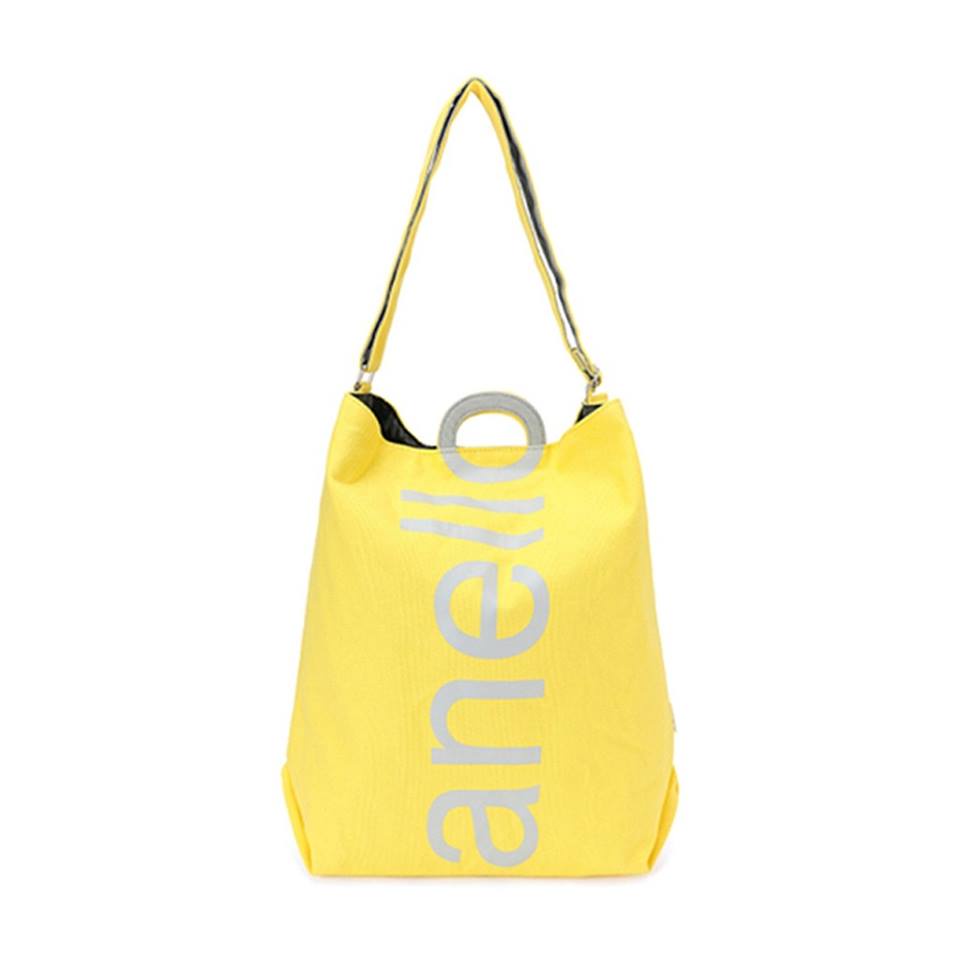 กระเป๋า Anello รุ่น O Handle 2 way tote bag สีเหลืองเทา