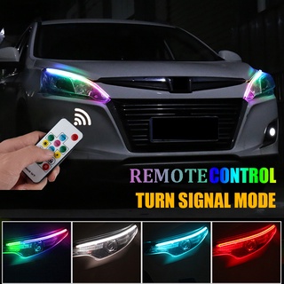 แถบไฟเลี้ยว LED RGB DRL ยืดหยุ่น หลากสีสัน สําหรับไฟหน้า DIY