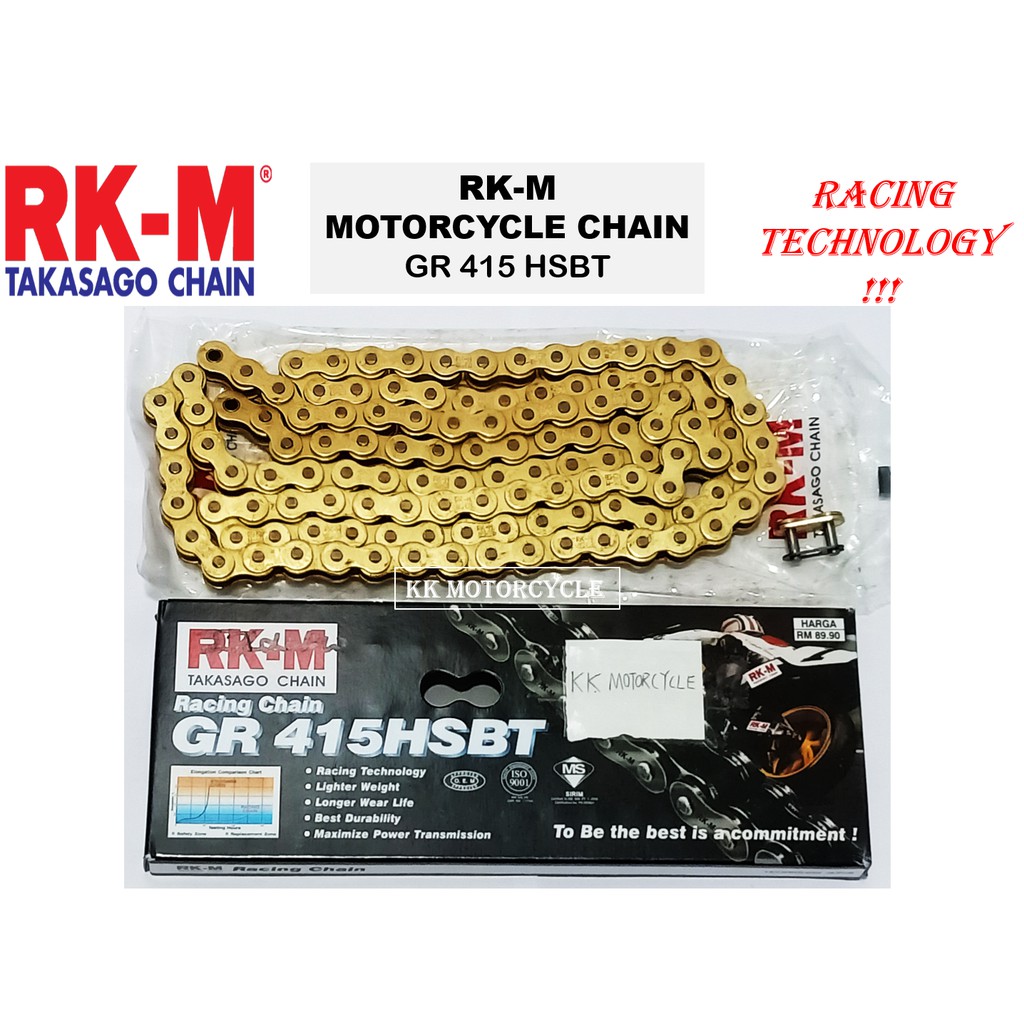 RKM RK-M MOTORCYCLE CHAIN GR415HSBT GOLD RANTAI 415 GOLD RANTAI 415 EMAS HEAVY DUTY CHAIN [415X122/1