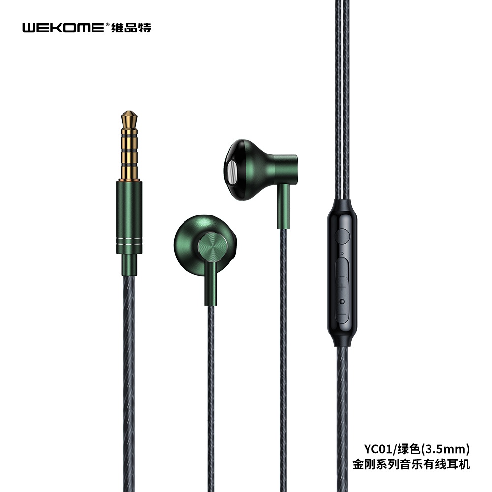 WK YC01 หูฟังอเนกประสงค์ คุณภาพเสียงดี มีสองพอร์ต AUX 3.5mm และ Type-C มีไมค์ในตัว ฟังเพลง ปรับระดับเสียงได้