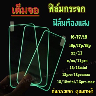 ฟิล์มกระจกเรืองแสง แบบเต็มจอ แสงสีเขียว ขอบยางนูน รุ่น6/7/8/x/xr/xs/xsmax/11/11pro/11promax/12/12mini/12pro/12mini/13