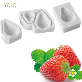 yolo อุปกรณ์แม่พิมพ์ซิลิโคนลายผลไม้ 3 d strawberry สําหรับใช้ในการทําสบู่ช็อกโกแลต