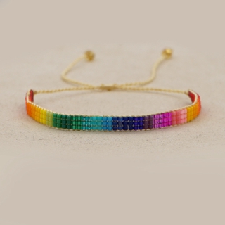 NANA INS Cross-border Personality Fashion Miyuki Rice Beads Hand-woven Geometric All-match Rainbow Beaded Small Bracelet for Women Man Bracelets Gift