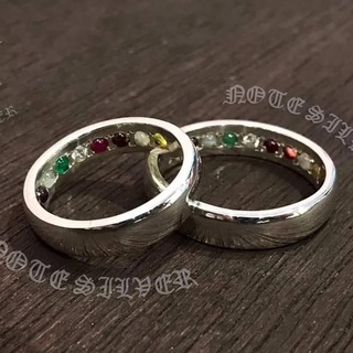 แหวนเงินแท้ นพเก้า พลอยแท้ 9 ชนิด 5mm Sterling Silver 925 NSRG1131