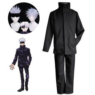 【Ready stock!!!】Adult Jujutsu Kaisen Gojo Satoru Cosplay Costume Wig Men School Uniform Suit Outfit set