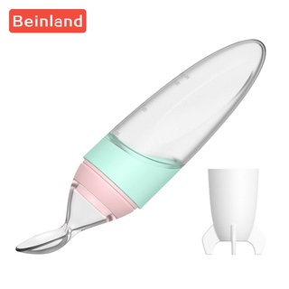 Beinland Baby Food Spoon Rice Paste Spoon Milk Bottle Soft Silicone Baby Food Supplement Squeeze Spoon Feeding Spoon