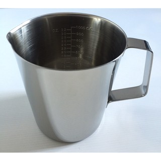 [โค้ดลดเพิ่ม40%SMAMAY150]กระบอกตวง บีกเกอร์สแตนเลส มีหูจับ (Beaker stainless with handle), สเกลด้านใน, ขนาด 1000 ml, ยี่