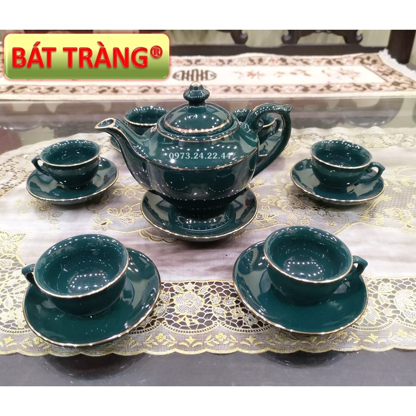 คุณภาพสูง GOLD FRAME TEA POT SET BAT TRANG TEA POT