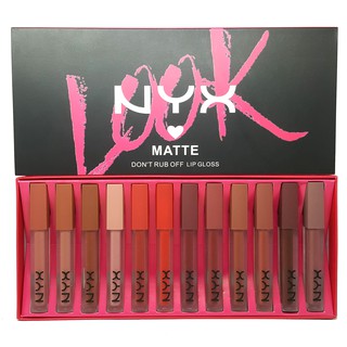 NYX Matte Lip Gloss 12 Color ลิปสติกกลอส ลิปเซต 12 สี ทาปาก สีสวย ติดทน รุ่นใหม่ขายดี