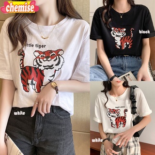 Chemisegrace✨พร้อมส่ง✨เสื้อยืดสกรีนลาย🐯เสื้อยืดแฟชั่น ลายเสือ  เนื้อผ้านุ่ม ใส่สบาย xxl 5504