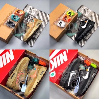 ✔% 100 จุด Original Off-White x Nike Air Max 90 2.0 Swoosh โลโก้ 36-45 ขนาดรองเท้าวิ่ง 2 สีรองเท้าผ้าใบสำหรับบุรุษและสตร