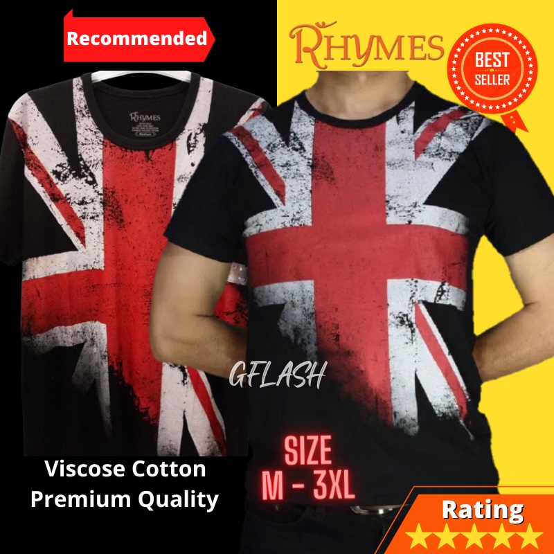 เสื้อยืด Big Size England England Jumbo Flag Mens Rhymes Import XL-XXXL