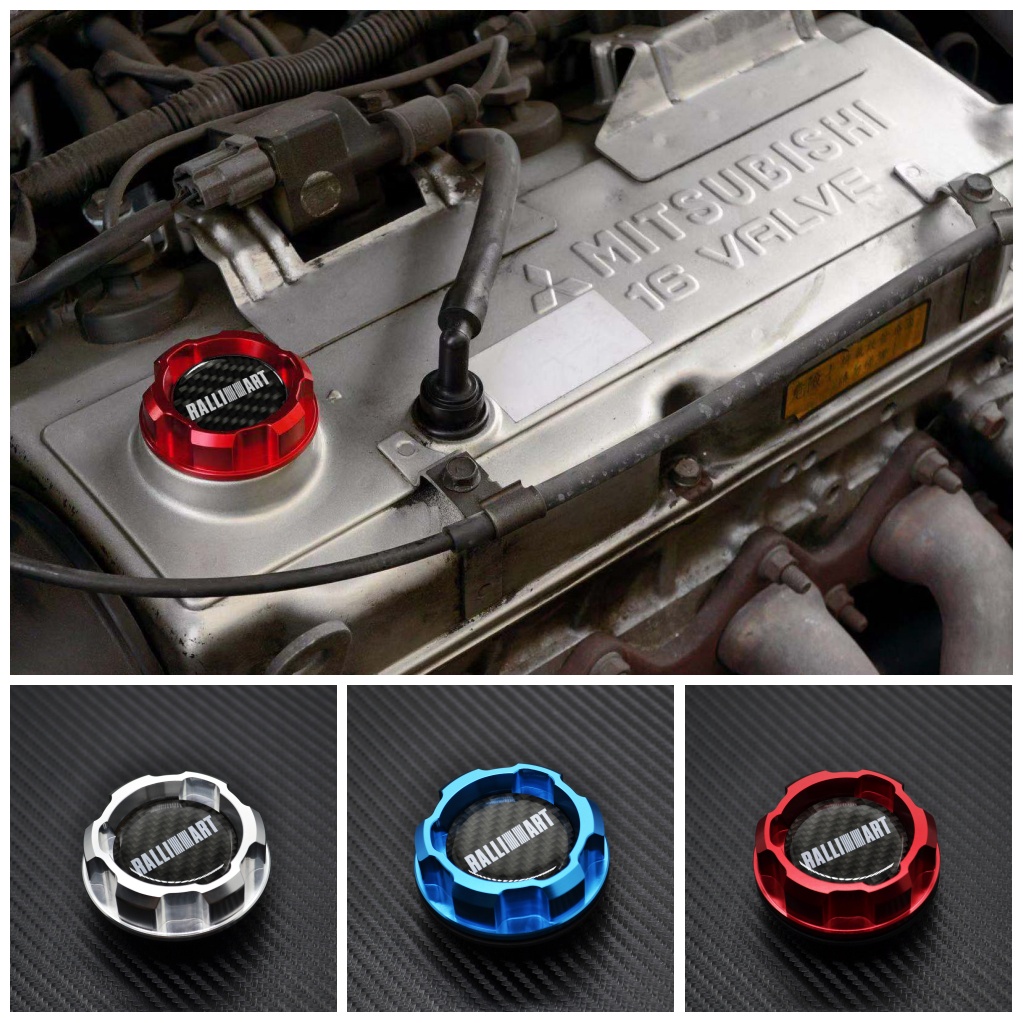 Carbon fiber logo Aluminum ENGINE Oil Cap for Mitsubishi LANCER EVO 8 9 3000GT TWIN TURBO 6G72 GALAN