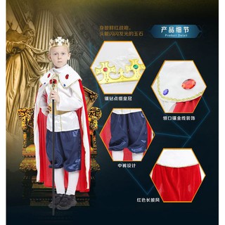 ชุดคอสตูมเจ้าชาย Lordliness King costume มีไซส์สำหรับเด็กสูง 100 - 140 ซม. มีอุปกรณ์ตกแต่งมาให้ครบเซ็ท ชุดสวมสบาย