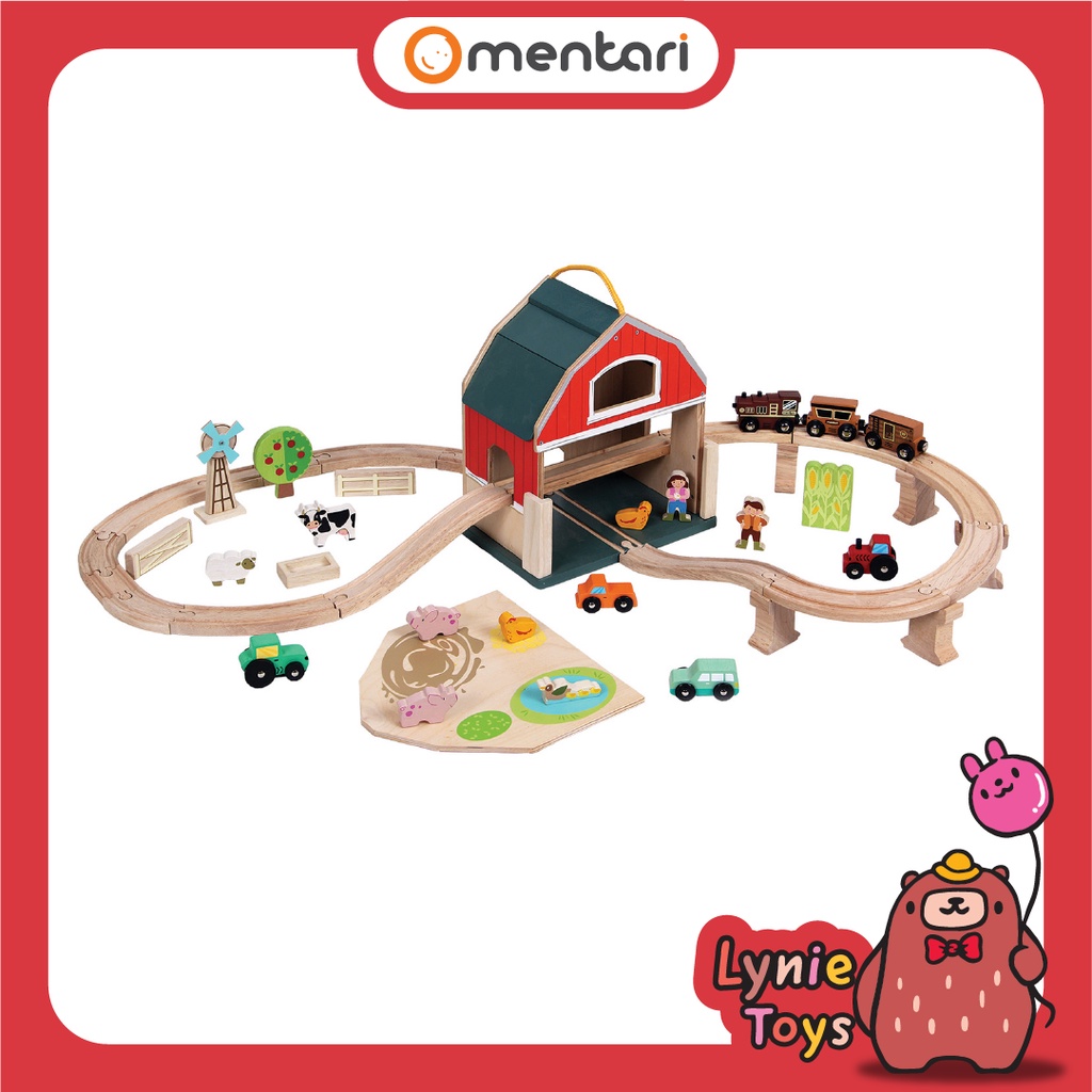 Mentari ของเล่นไม้ ชุดรถไฟในฟาร์ม  Farm Train Set