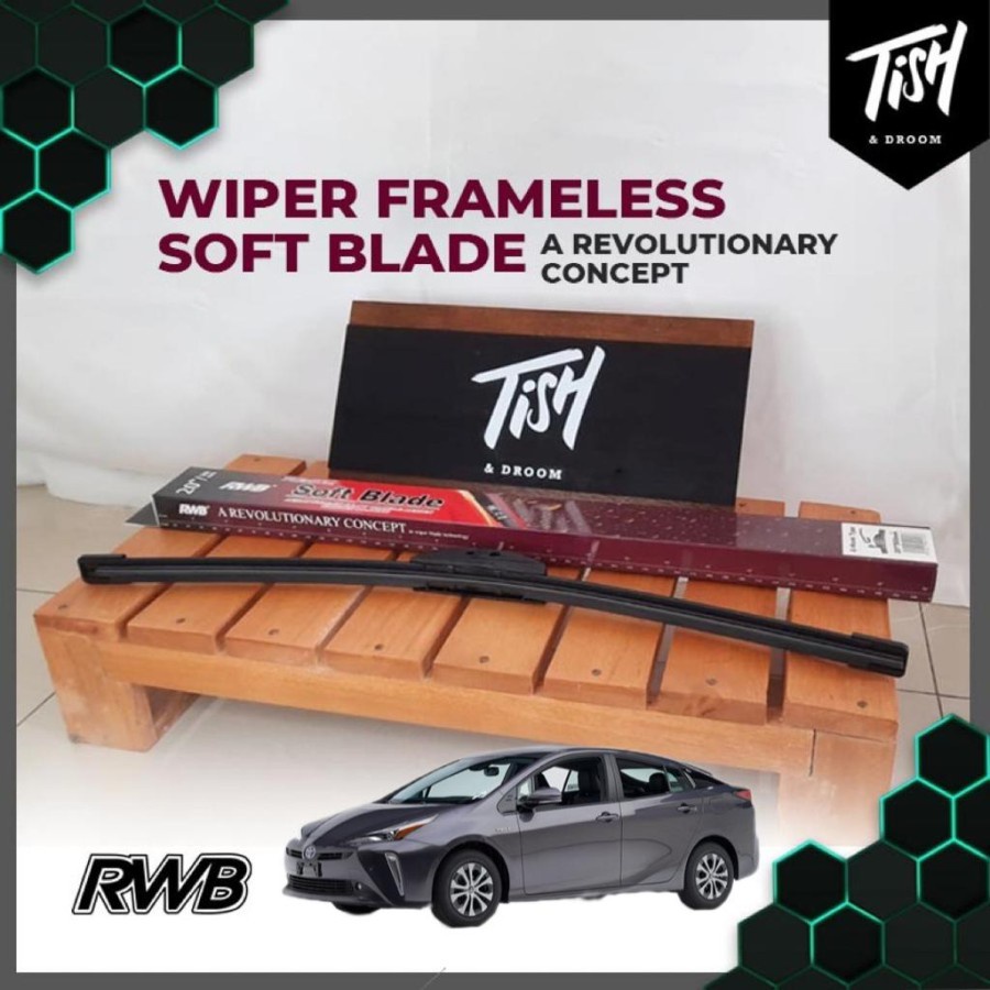 Prius gen4 XW50 2016-2021 RWB ที่ปัดน้ําฝนแบบไร้กรอบแบบนุ่ม 2 ชิ้น