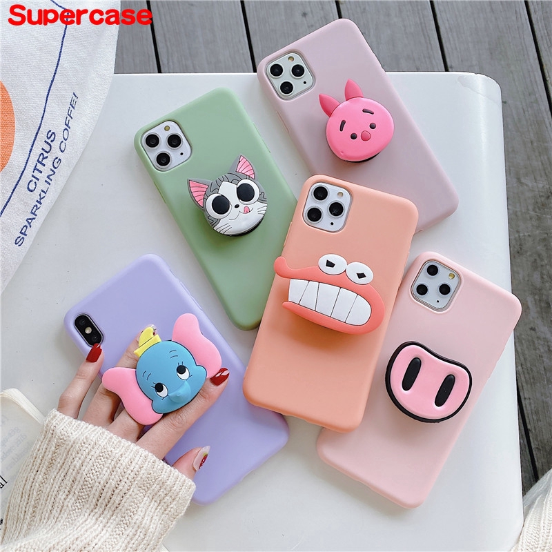 3D Cartoon Pig cat crocodile Soft phone case For Samsung Galaxy S10 S9 S8 Plus S7 S6 Edge Holder Cover