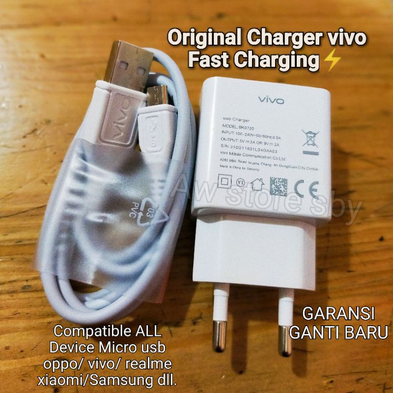 MESIN Fast Charger Vivo Micro usb ชาร์จสองเครื่องยนต์ Z1 pro/ V9/ V11/ V11 pro/Y51A/Y95/Y12/Y19 ต้นฉ