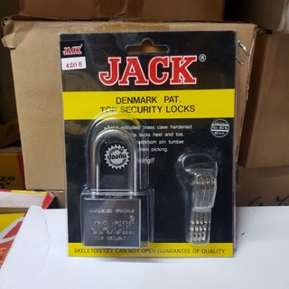 กุญแจ แม่กุญแจ คอยาว 40MM JACK อย่างดี ป้องกันกุญแจผี และแม่แรงดีด ระบบลูกปืน พร้อมลูก 4 ดอก