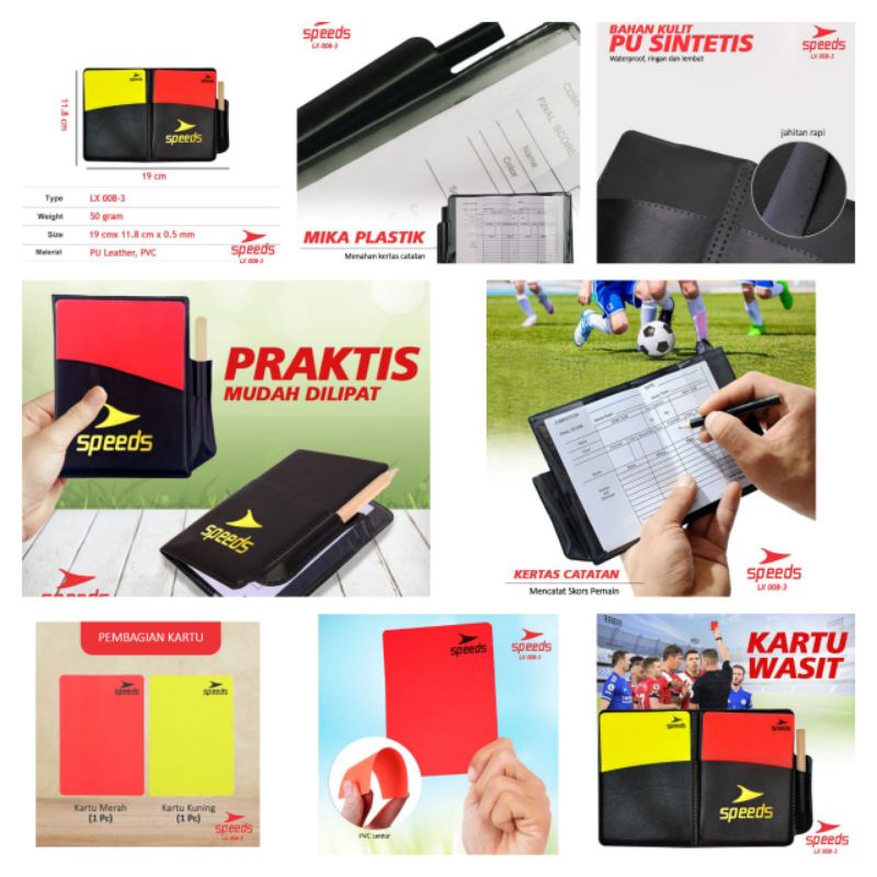 REFEREE CARD SPEEDS LX 008-3 FOOTBALL FUTSAL SPEEDS ดั้งเดิม