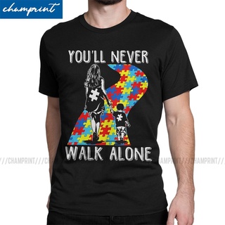 [S-5XL]เสื้อยืด พิมพ์ลาย Mom Son YouLl Never Walk Alone Autism Awareness สําหรับผู้ชาย